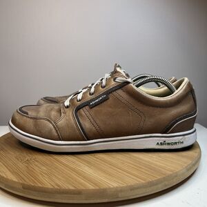Ashworth Cardiff Mens Size 10 Spikeless Golf Shoes Brown Leather Comfort G54281